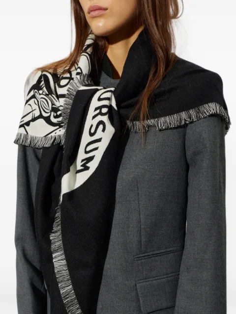 Burberry pañuelo triangular con flecos y estampado gráfico