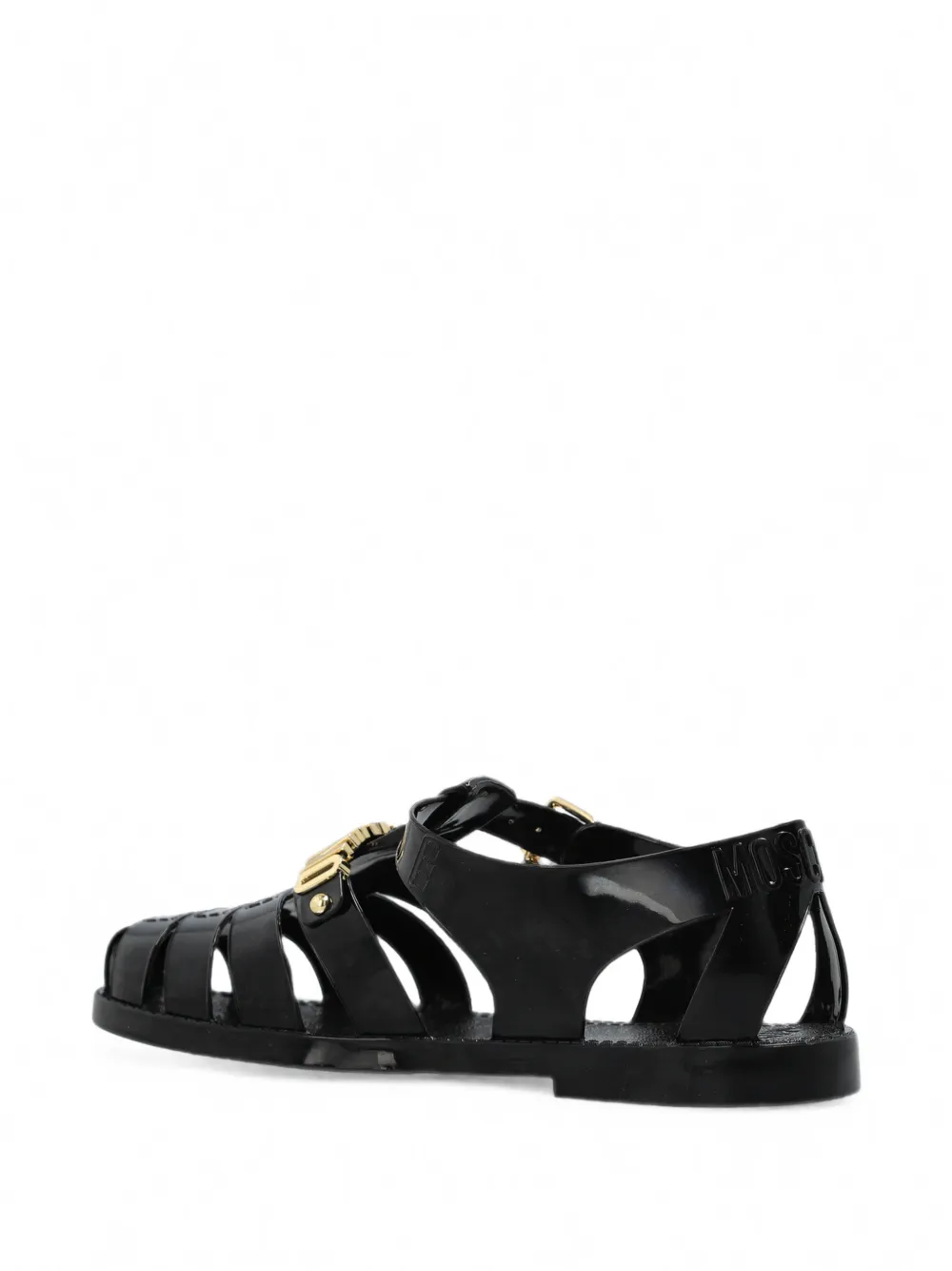 Moschino logo-plaque sandals Zwart