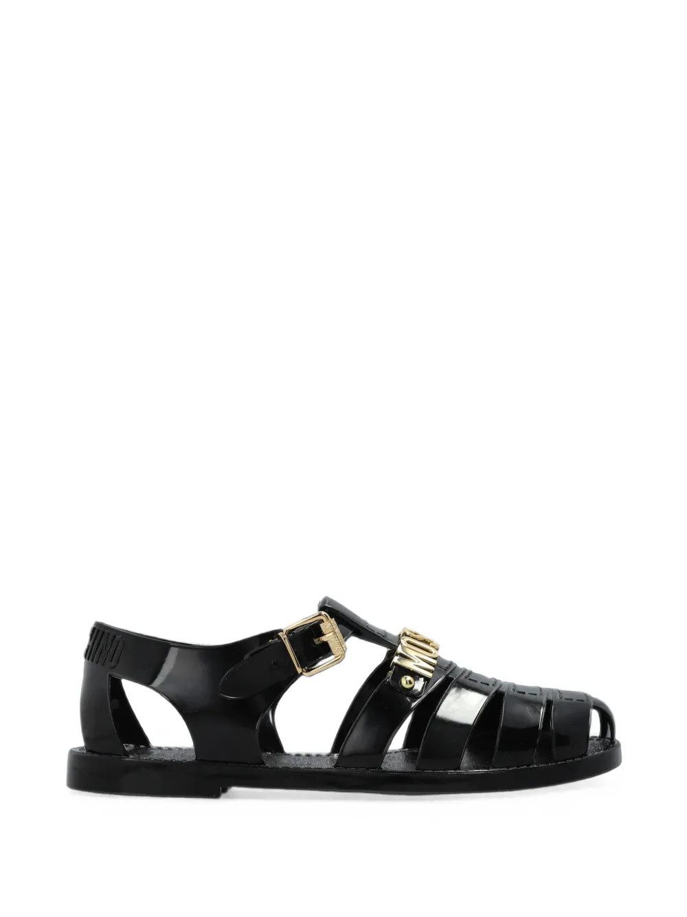 Moschino Logo-plaque Sandals In Black
