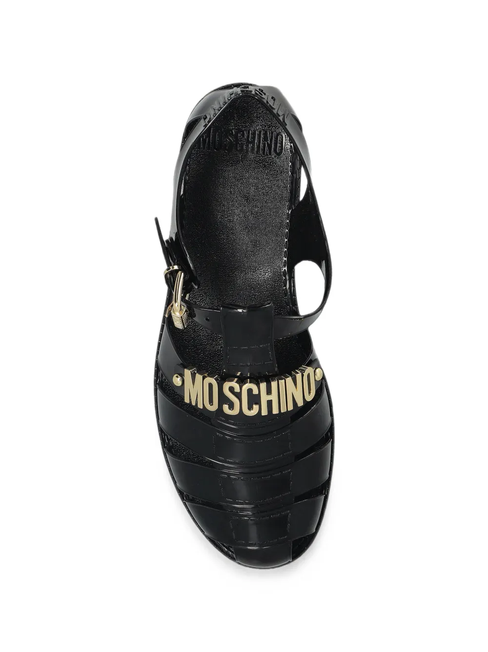 Moschino logo-plaque sandals Zwart
