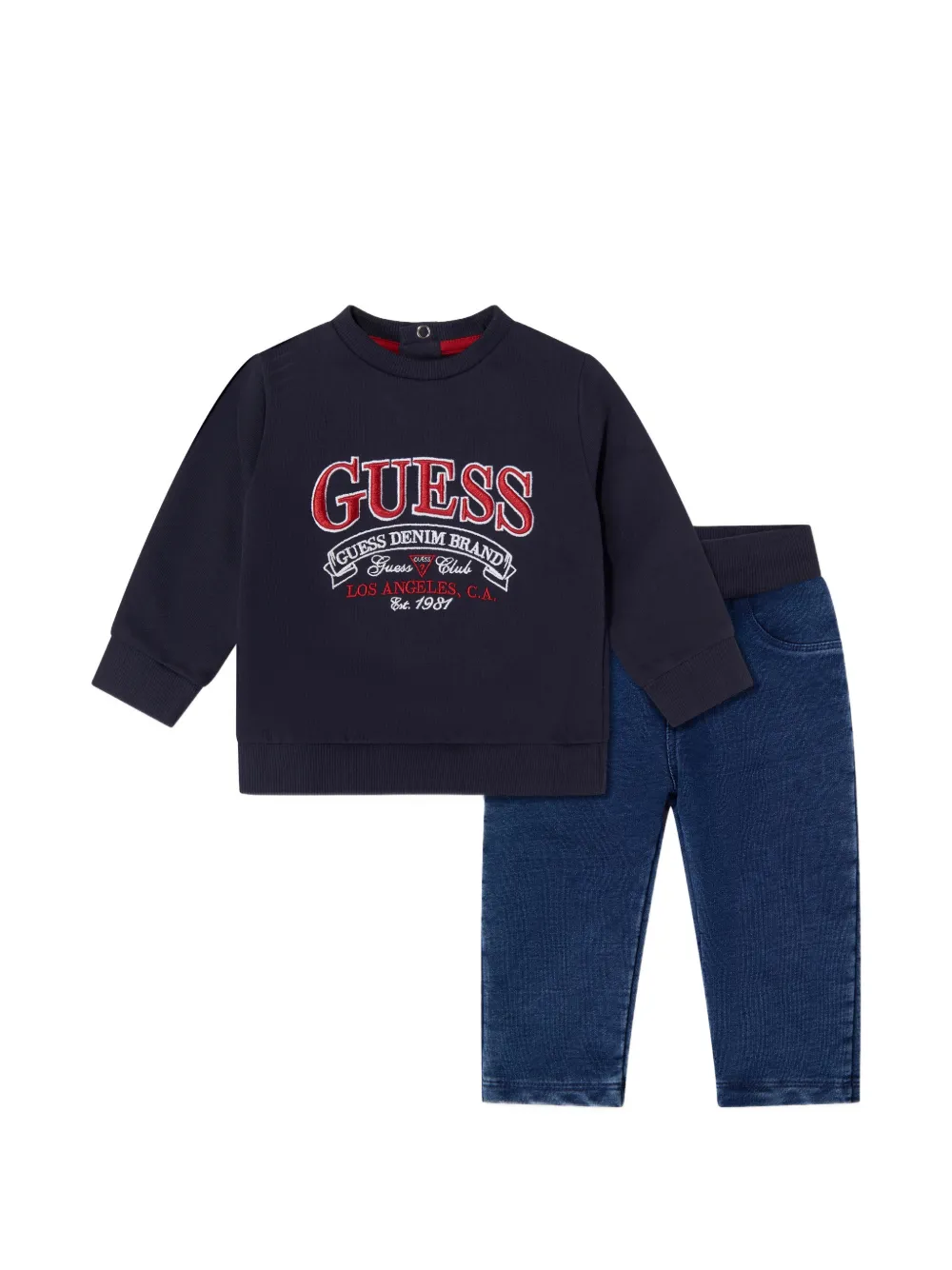guess kids logo-embroidered sweater set - Blu