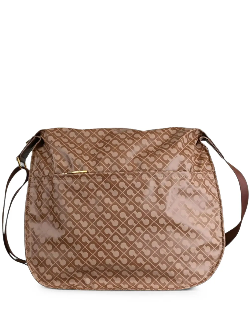Gherardini monogram-pattern foldover messenger bag - Marrone
