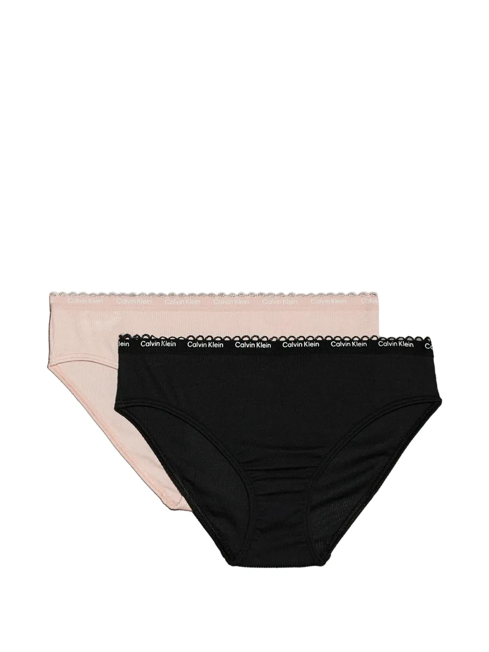 Calvin Klein Kids Slip con elastico in vita con logo e bordo a smerlo - Nero