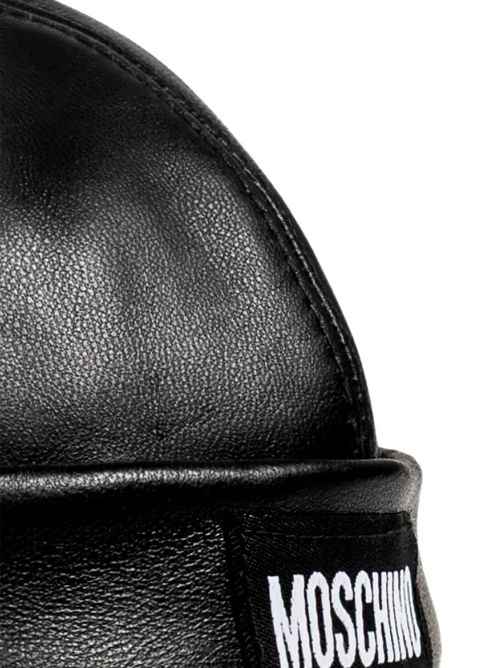 Moschino Leren hoed met logo-patch Zwart