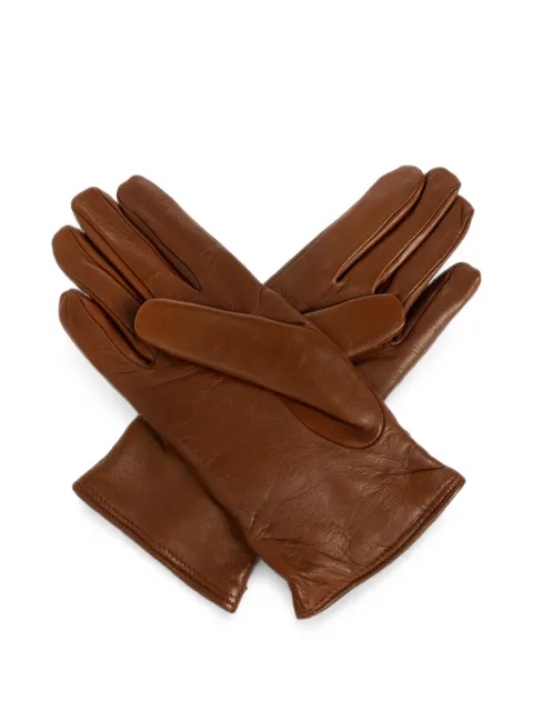 Moschino logo-plaque leather gloves