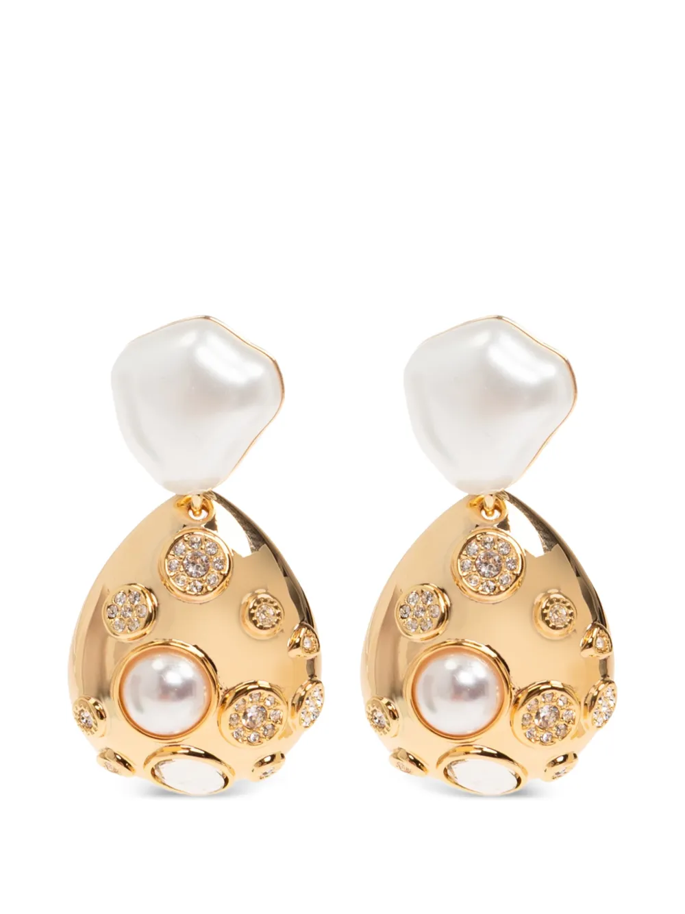 Self-Portrait crystal-embellished drop earrings · OS