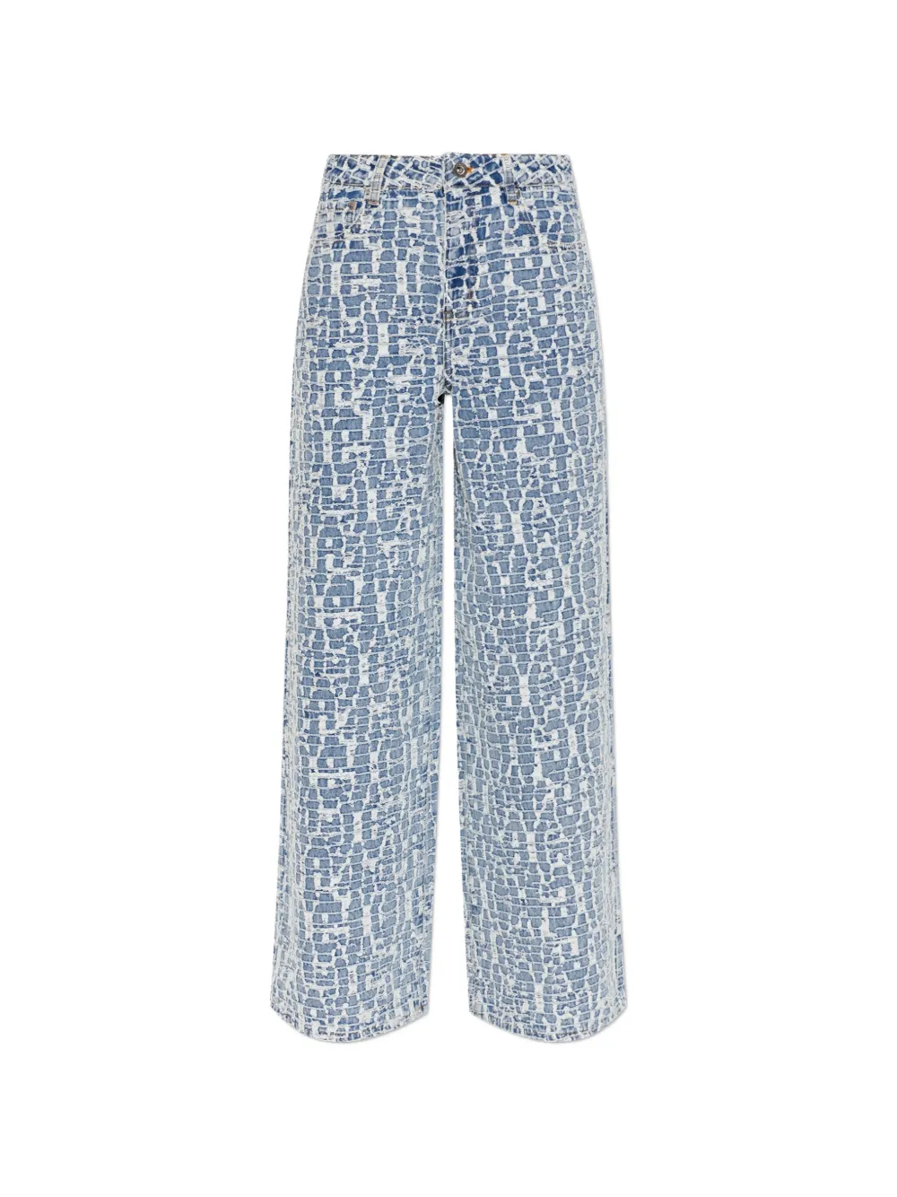 Self-Portrait textured wide-leg jeans - Blu