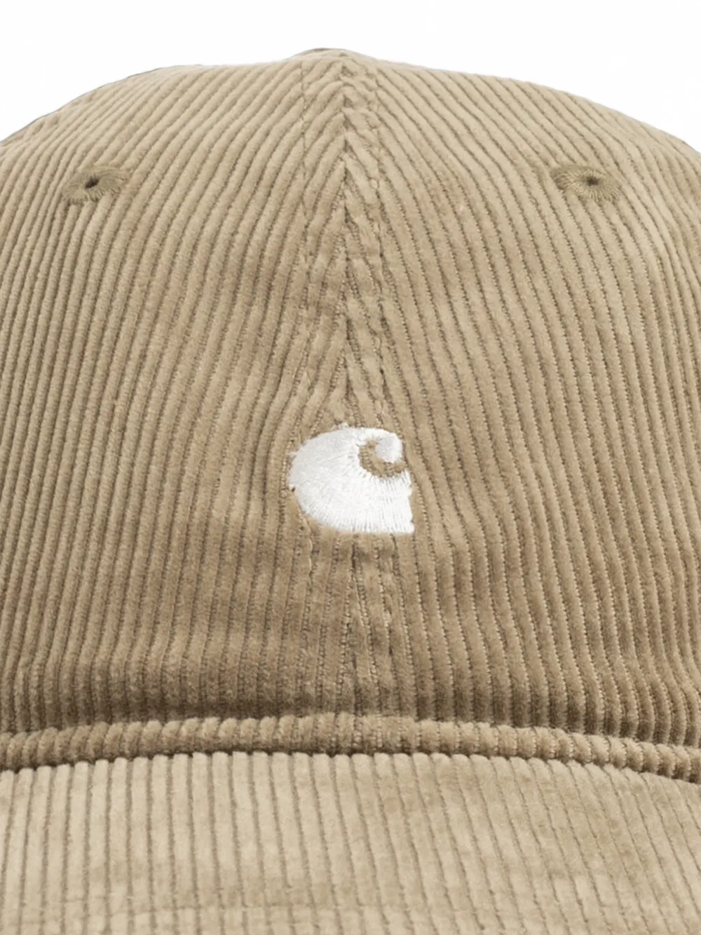 Carhartt WIP Harlem ribfluwelen pet met geborduurd logo Beige