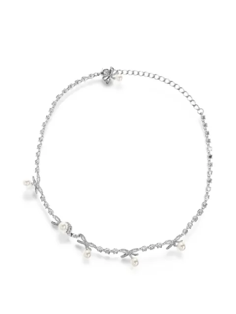 Self-Portrait collar con lazo y apliques de cristal