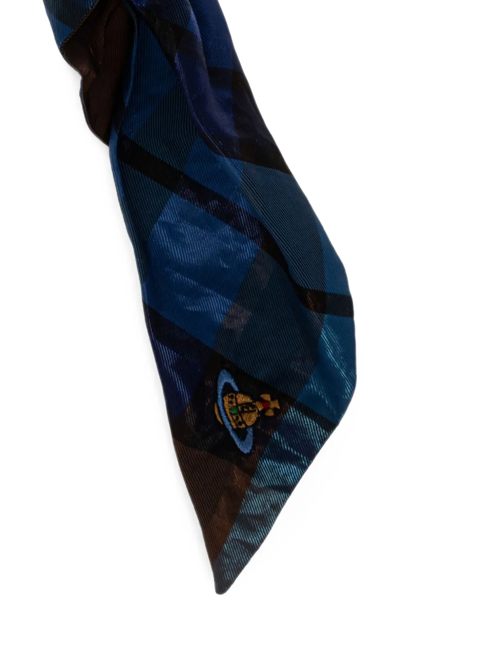 Vivienne Westwood tartan-print knotted hair scrunchie Blauw