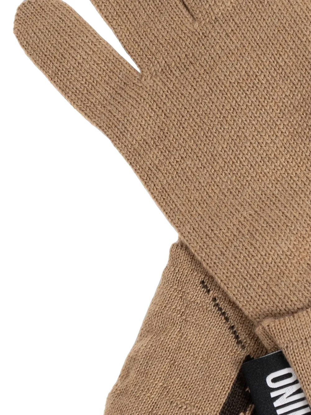 Moschino Wollen handschoenen met logo-label Beige