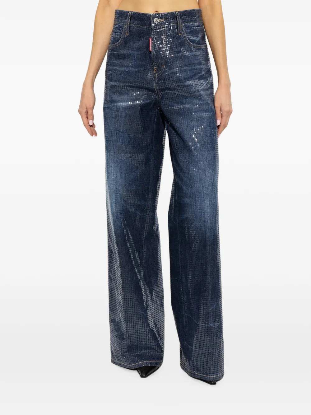 DSQUARED2 Baggy jeans verfraaid met pailletten Blauw