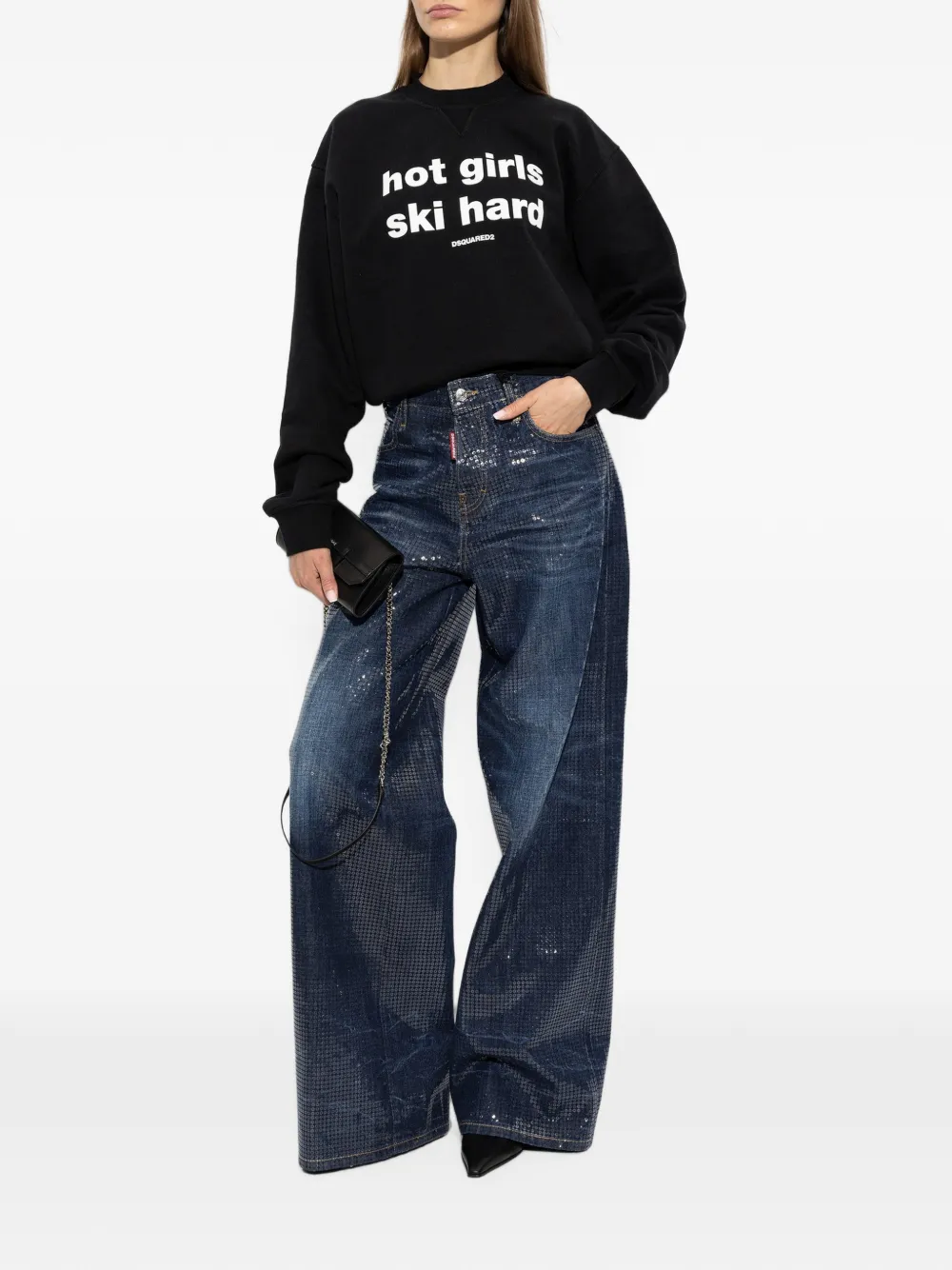 DSQUARED2 Baggy jeans verfraaid met pailletten Blauw