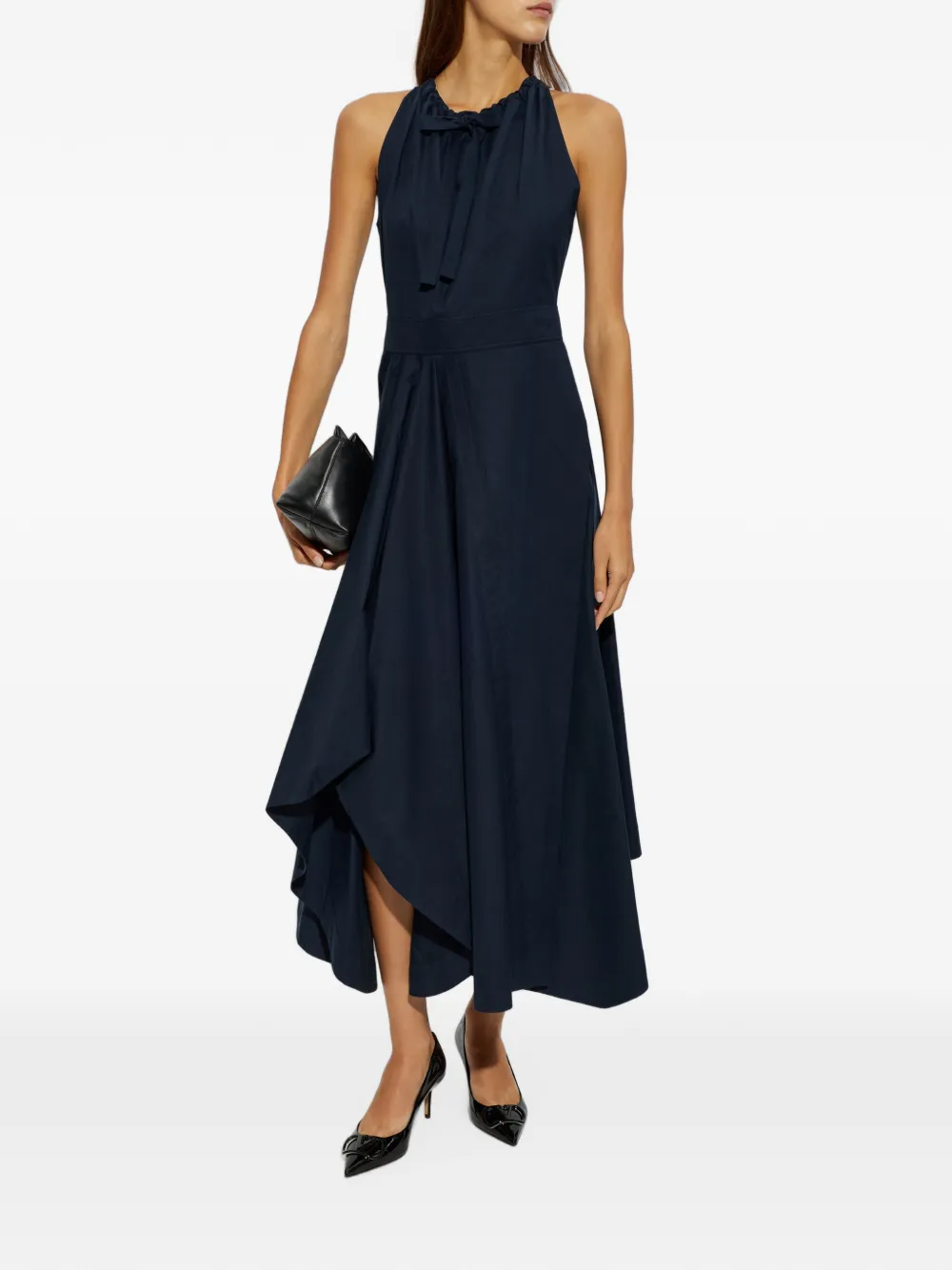 Givenchy Asymmetrische jurk met gestrikte hals Blauw