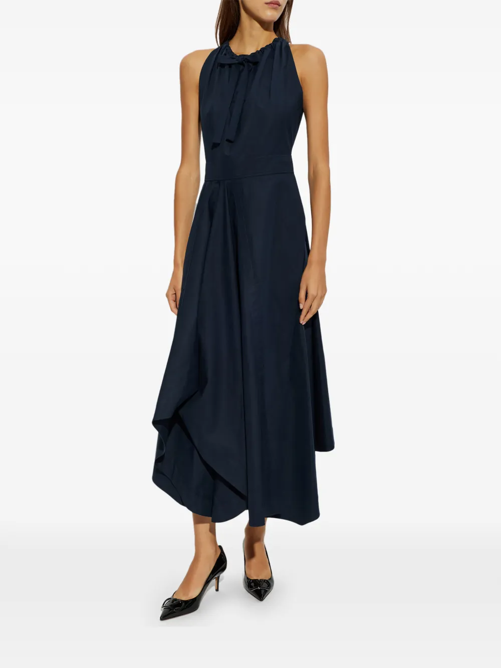 Givenchy Asymmetrische jurk met gestrikte hals Blauw