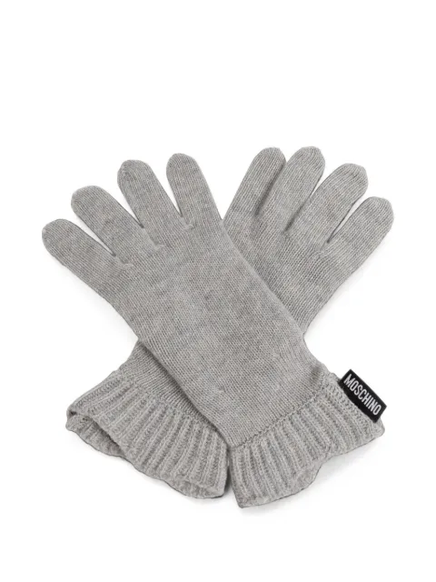 Moschino logo-patch ribbed-cuff gloves