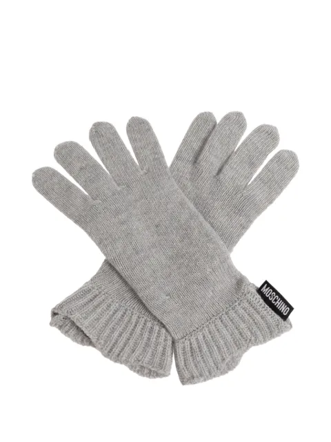 Moschino logo-patch ribbed-cuff gloves