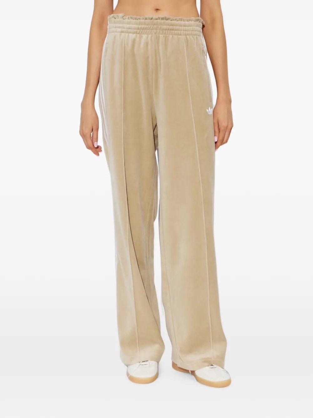 adidas logo-embroidered side-stripe track pants Beige
