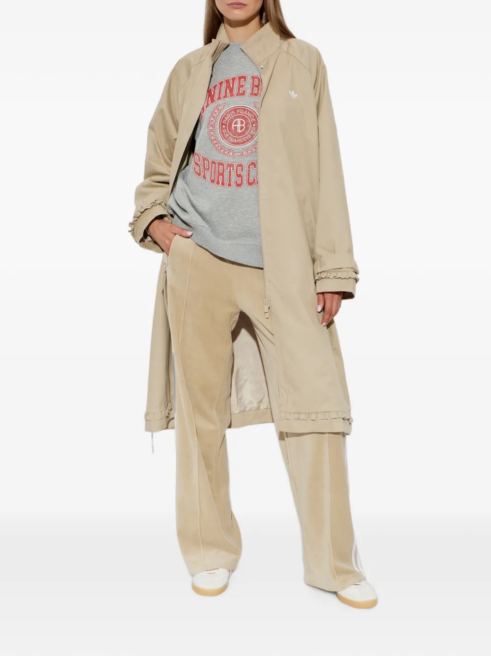 adidas logo-embroidered side-stripe track pants Beige