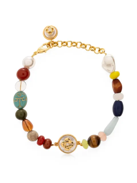 Casablanca beaded logo-plaque bracelet