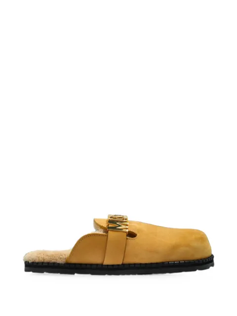 Moschino logo-plaque suede slippers