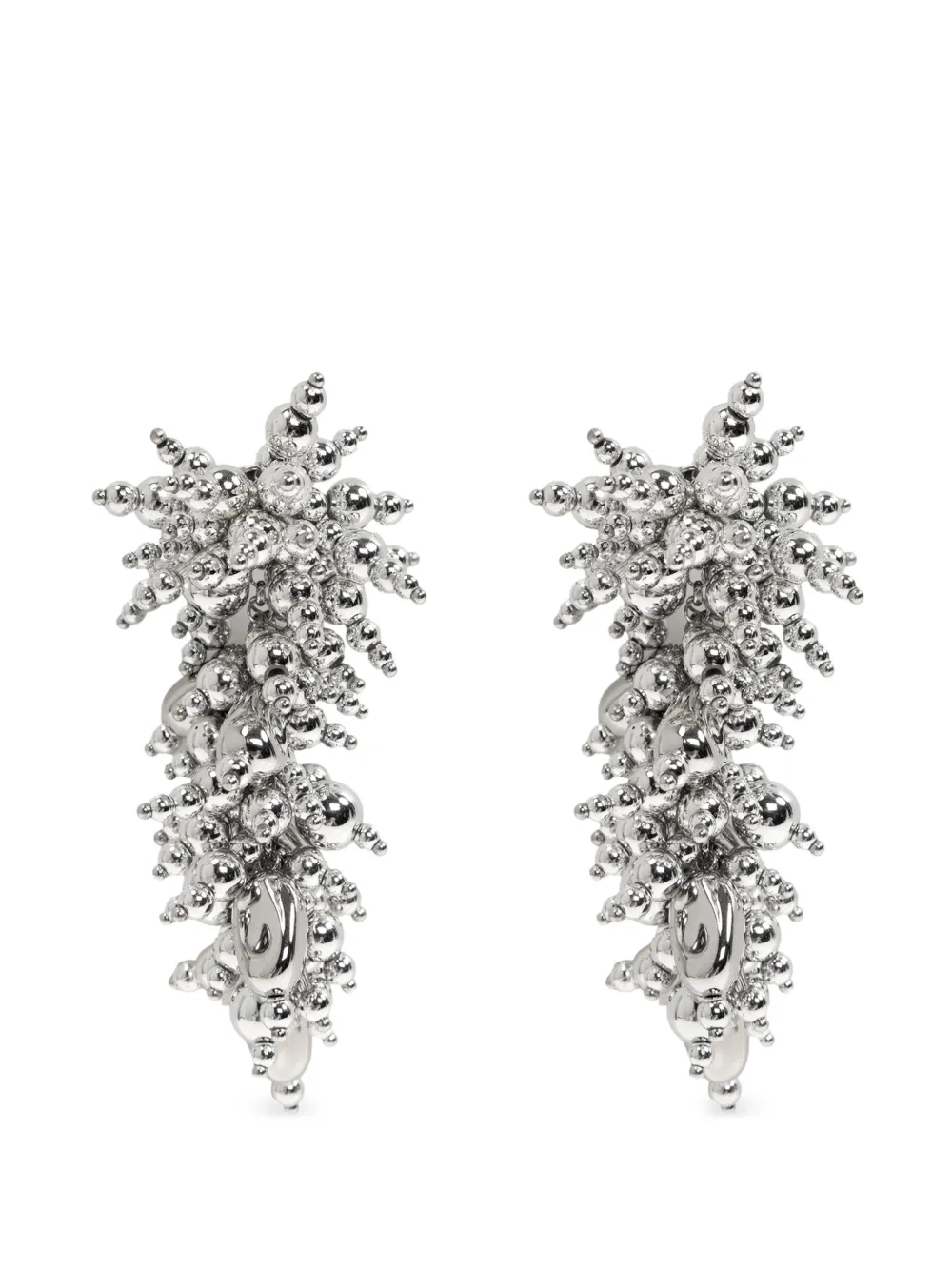 Self-Portrait beaded-cluster drop earrings - Argento