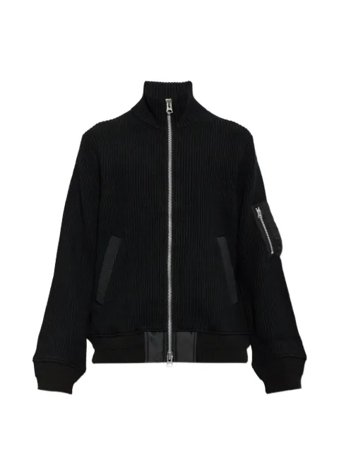 sacai ribbed-knit zip-up cardigan