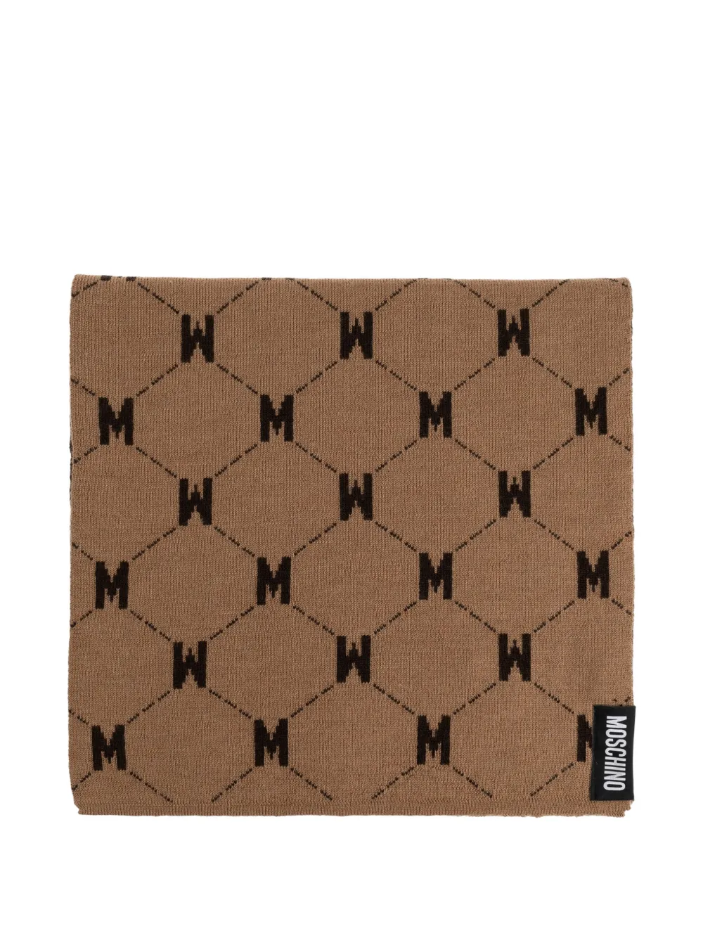 Moschino Monogram-print Scarf In Brown