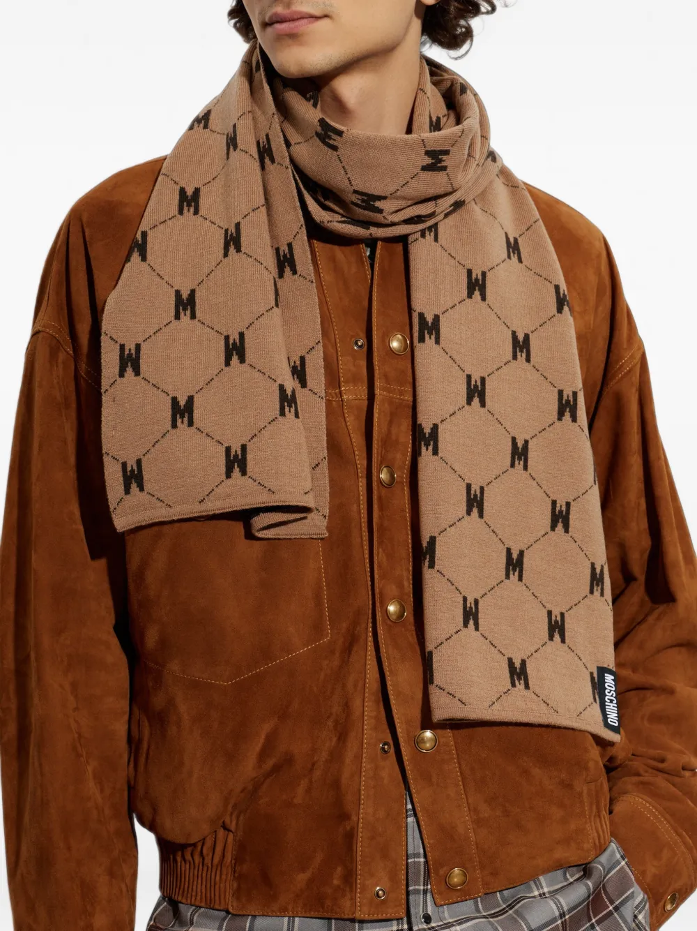 Moschino Sjaal met monogram-print Bruin