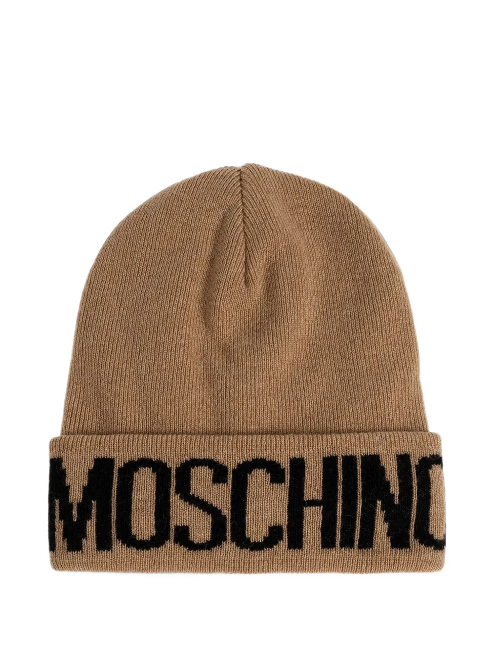Moschino Logo-intarsia Beanie Hat In Brown