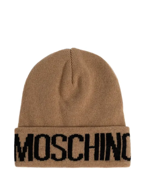 Moschino logo-intarsia beanie hat