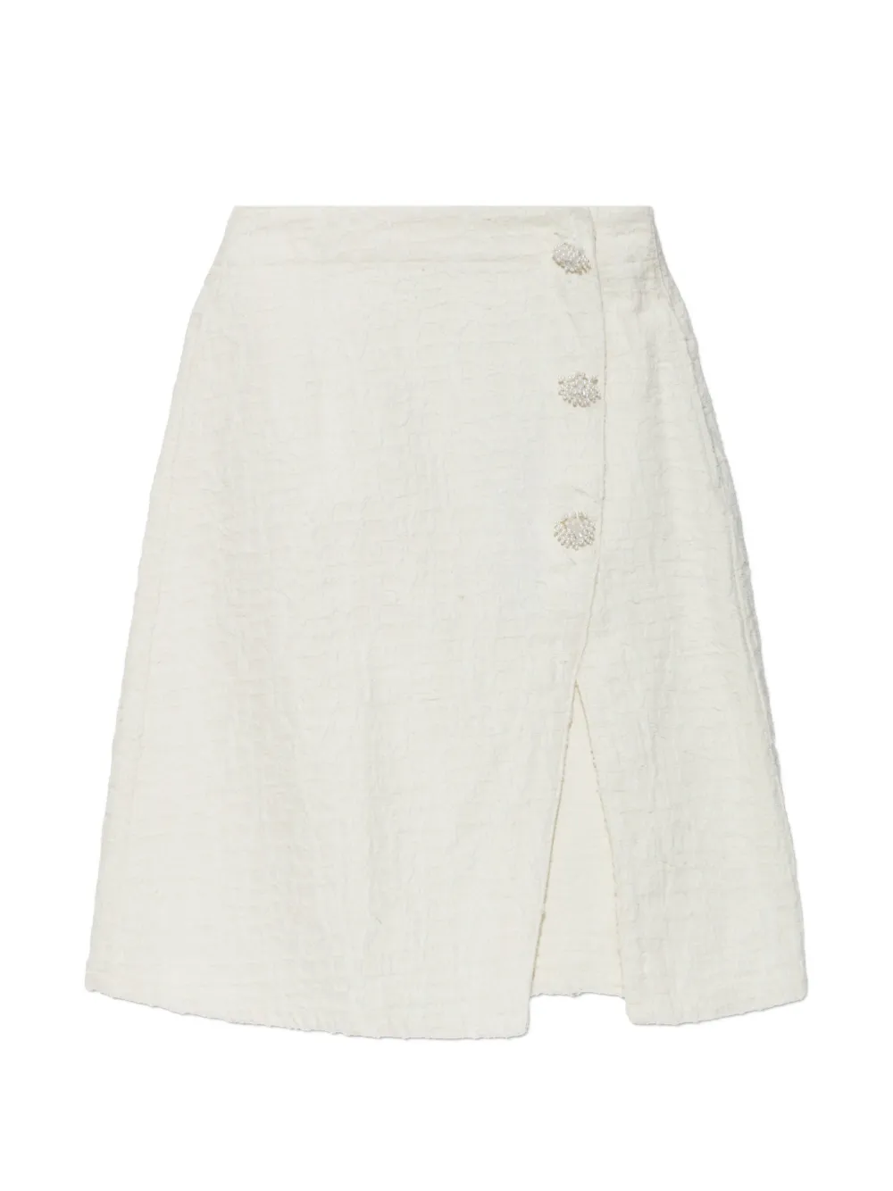 Self-portrait Embellished Slit Mini Skirt In White