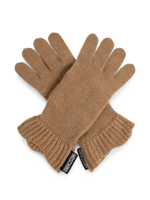 Moschino logo-patch knitted gloves