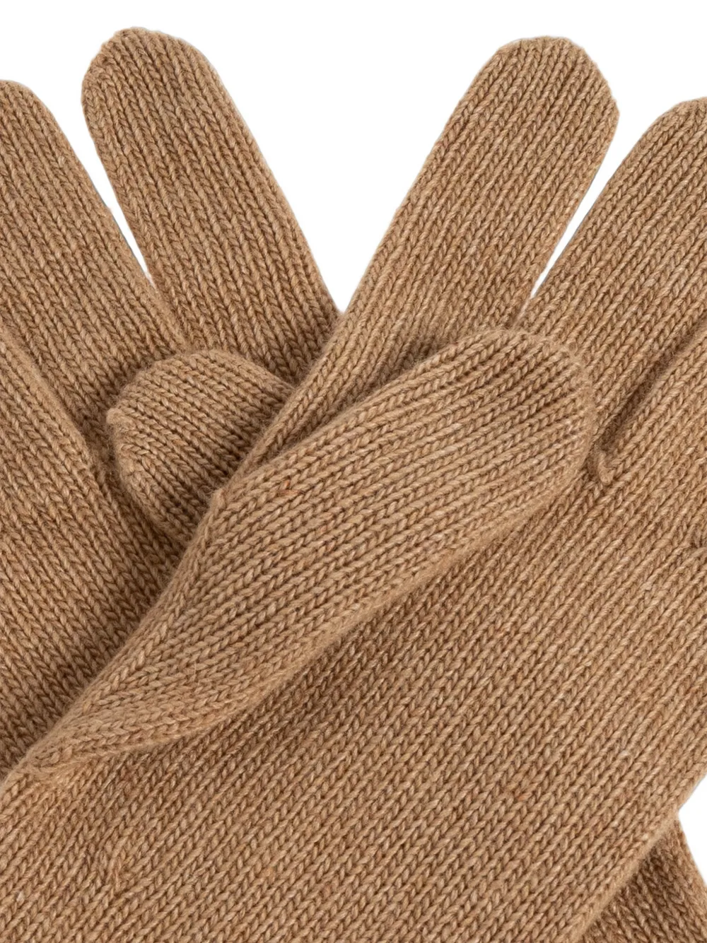 Moschino logo-patch knitted gloves Beige