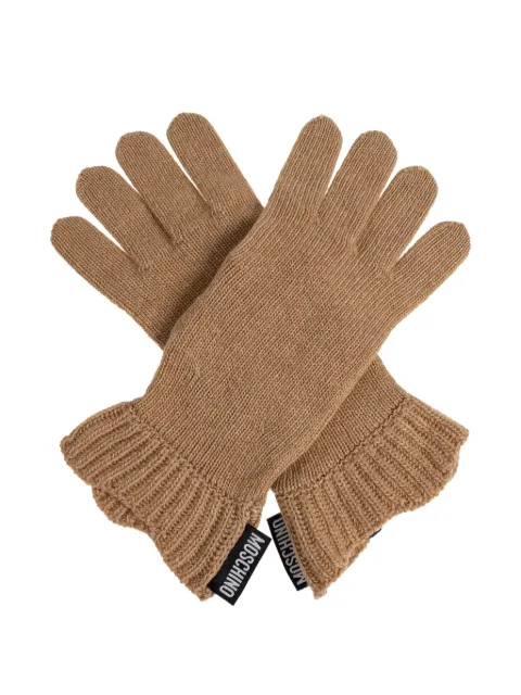 Moschino logo-patch knitted gloves