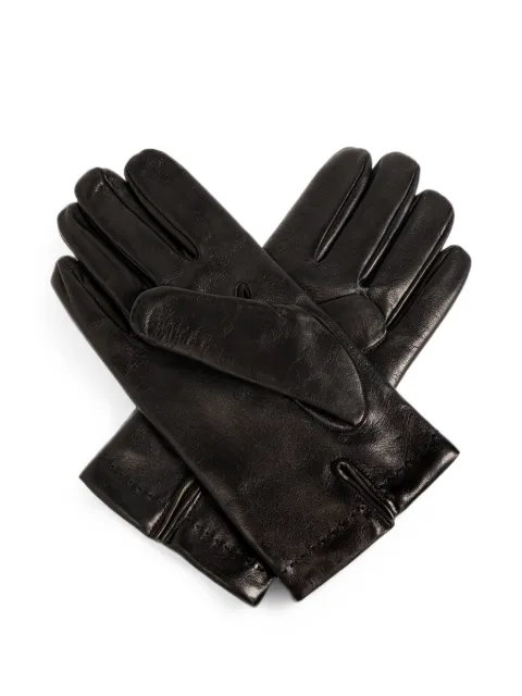 Moschino logo-patch leather gloves