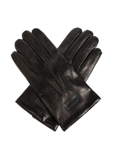 Moschino logo-patch leather gloves