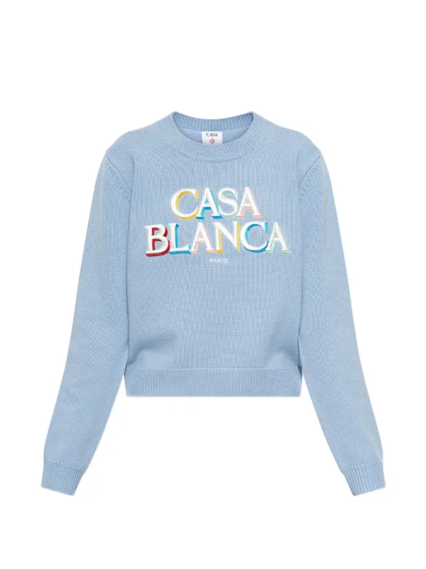Casablanca Embroidered Logo Sweater in Blue