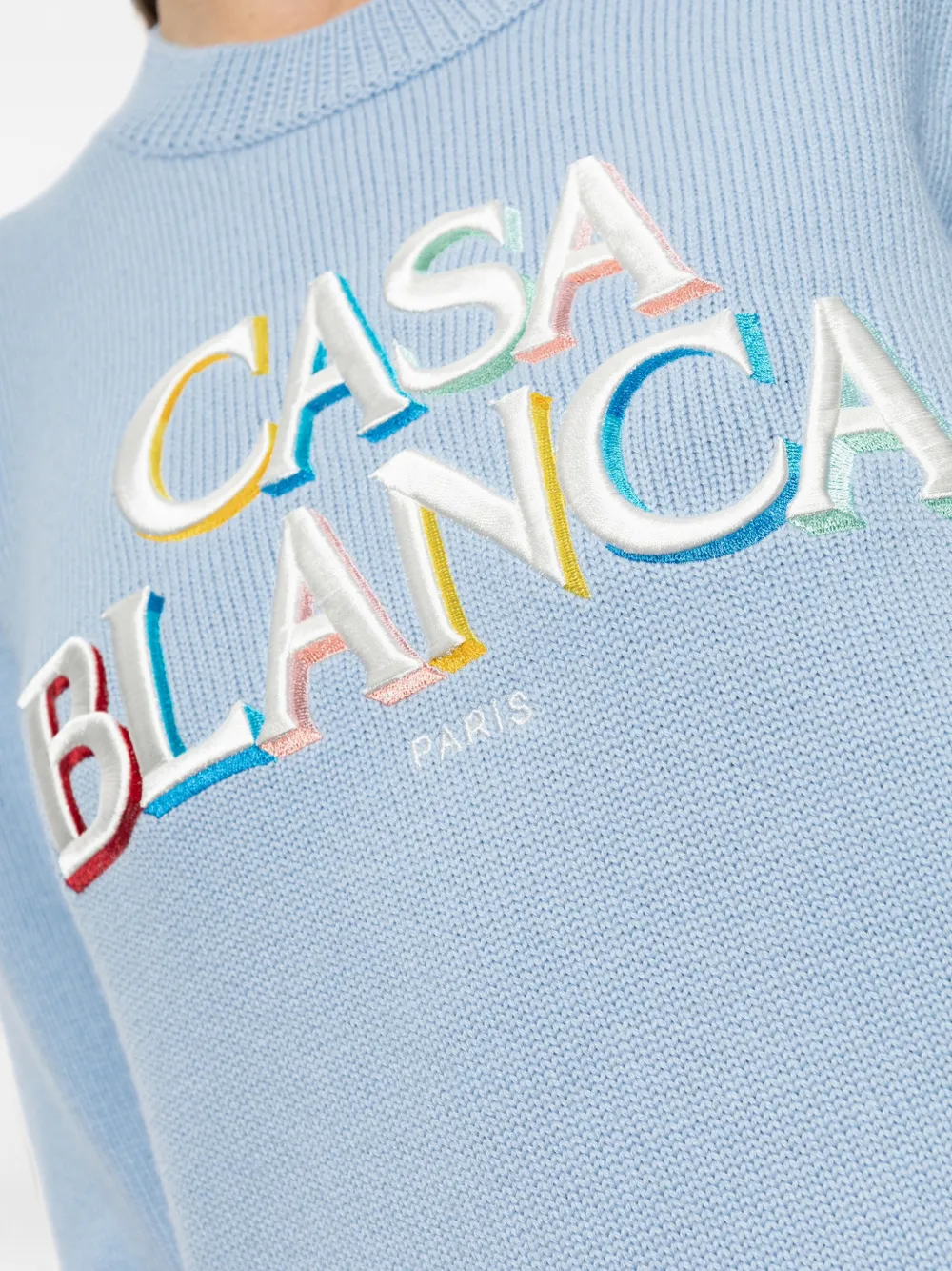 Casablanca Embroidered Logo Sweater in Blue, view 5