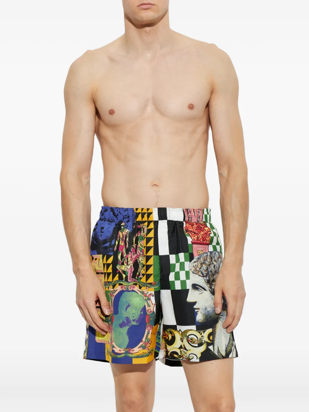 Versace Zwembroek met print Zwart
