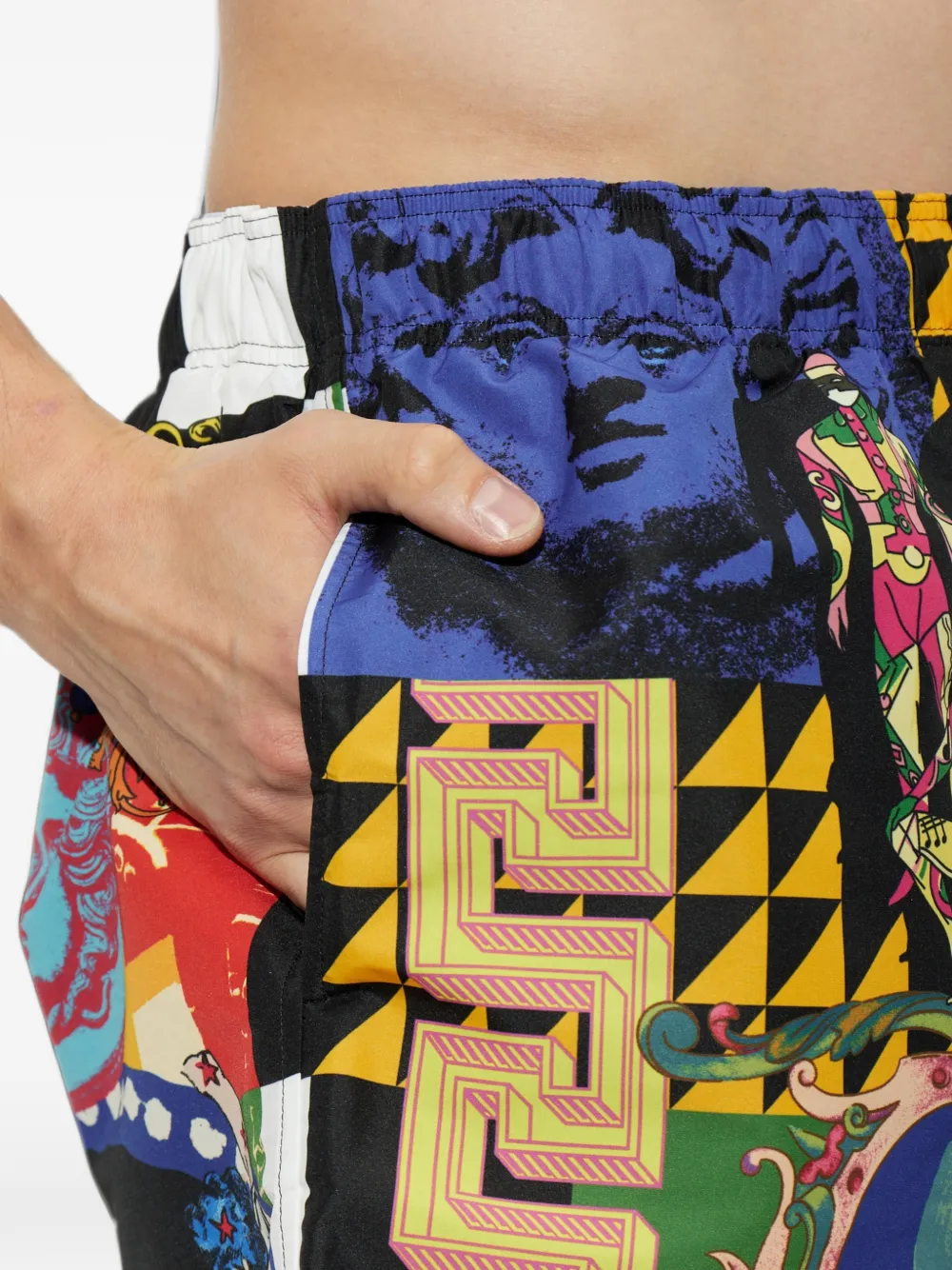 Versace Zwembroek met print Zwart