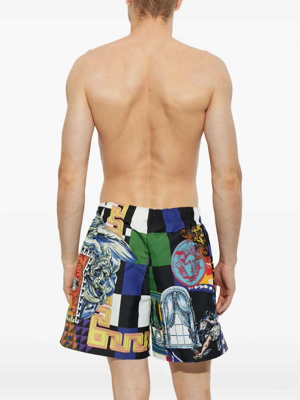 Versace Zwembroek met print Zwart