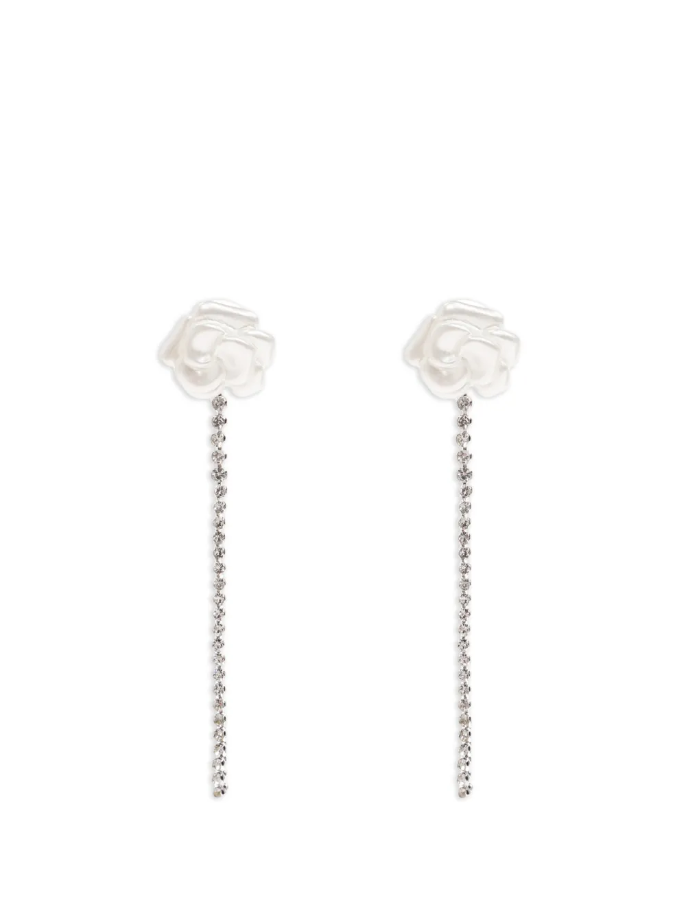 Self-Portrait crystal-embellished floral-motif earrings - Argento