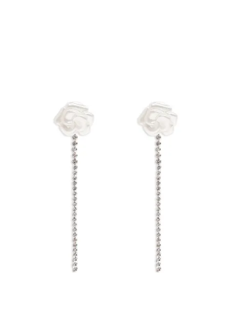 Self-Portrait crystal-embellished floral-motif earrings