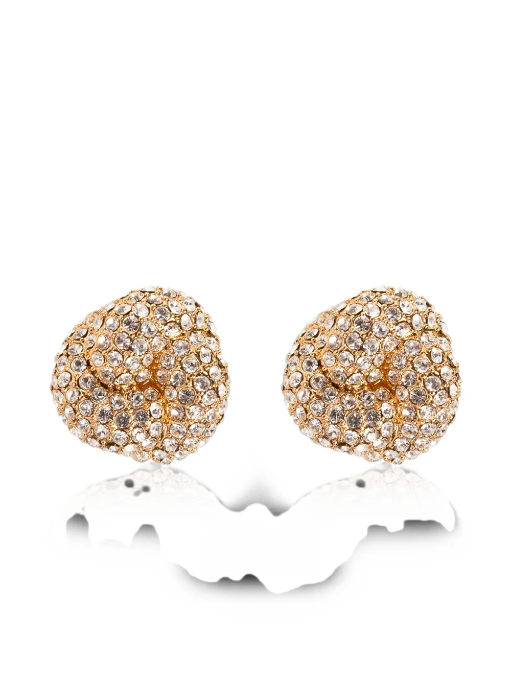 Self-Portrait crystal-embellished knot earrings - Oro