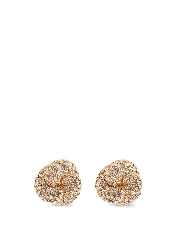 Self-Portrait Crystal-embellished Knot Earrings in Gold