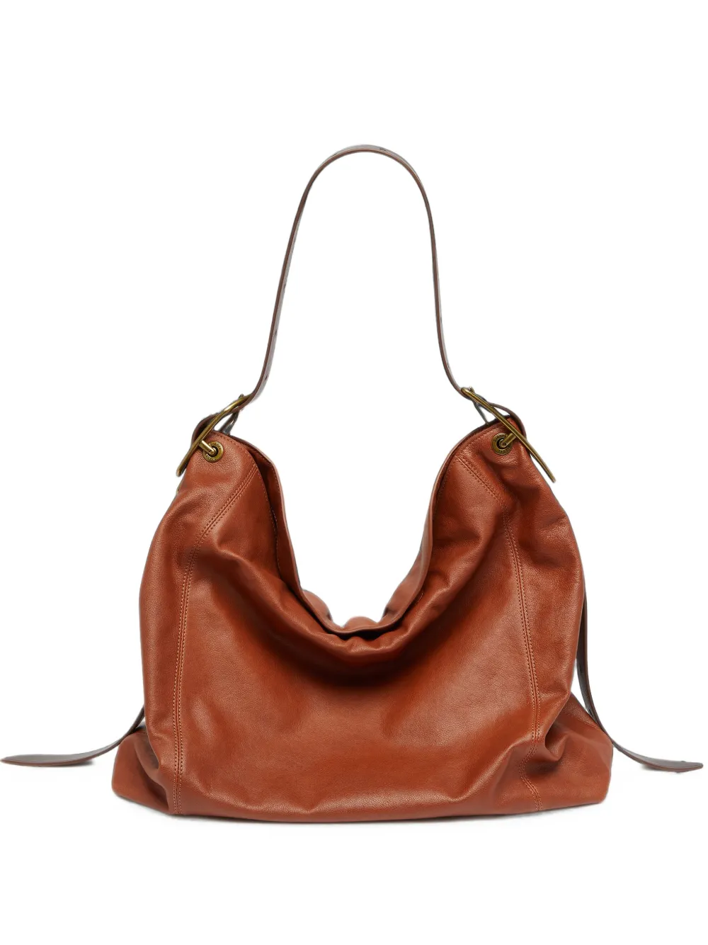 Diesel D-Line-hobo bag in shiny leather shoulder bag - Marrone