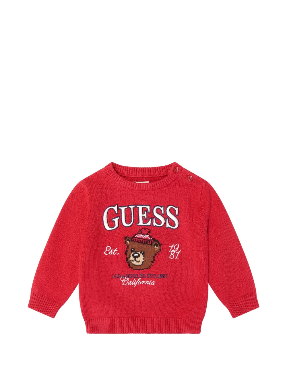 guess kids Set van broek en trui met beer-intarsia Rood
