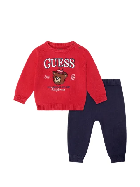 guess kids bear-intarsia trouser and sweater set