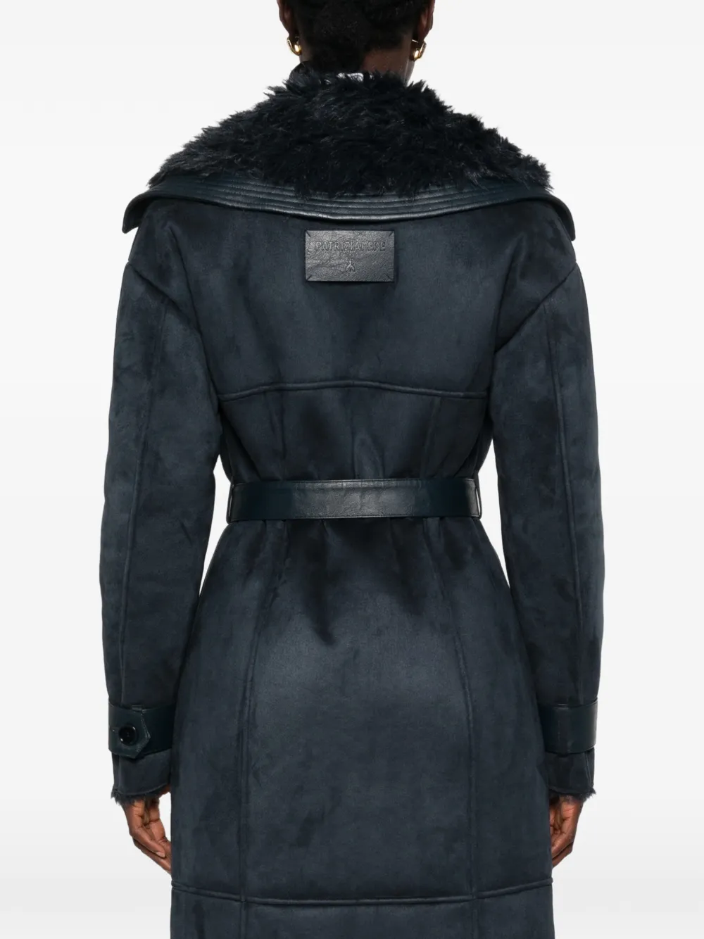 Patrizia Pepe faux-shearling belted coat Blauw